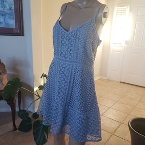 Abercrombie & Fitch S mixed stitch embroidered vneck spaghettistrap mini